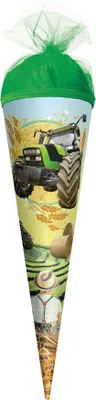 Produktbild von ROTH Geschenk-Schultüte klein Traktor 35 cm rund Tüllverschluss Zuckertüte Schulanfang