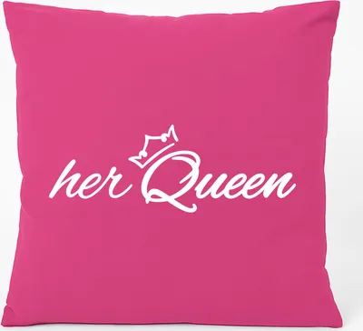 Produktbild von Huuraa Kissen her Queen Krone 40x40cm mit Füllung Fuchsia Baumwolle Dekokissen Geschenkidee