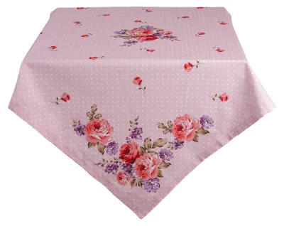 Zdjęcie produktu dla Clayre & Eef Obrus 130x180 cm Różowo-fioletowy Bawełniane róże