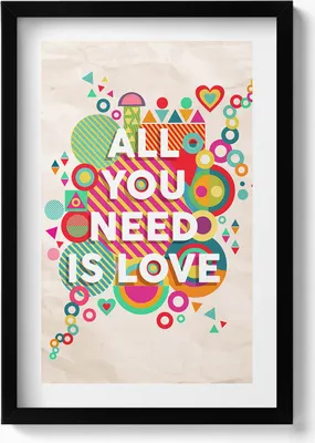 Produktbild von Alles was du brauchst ist Liebe - Inschrift– Wandbild mit Rahmen – Gerahmtes Bild  – Wanddekoration – 40x60 cm –  Schwarz