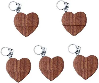 Immagine prodotto di Chiavette USB in legno - Supporti di memoria - Trasferimento dati - Custodia girevole - Set da 5 pezzi da 1 GB - Rosso