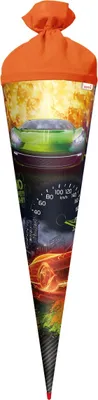 Produktbild von Schultüte No Limit Auto-Rennen 70 cm groß - rund Rot(h)-Spitze Filzverschluss - Action Car Race
