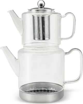 Produktbild von Schäfer Home Kays Doppel-Glasteekanne - Induktion, 1L & 2L, klar