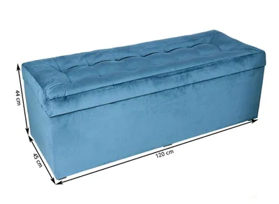 Obrázek produktu pro MG Design čalouněná stolička, 45x120 cm, barva navy - měkký sedák, skládací s úložným prostorem (143l) vydrží zatížení až 100 kg