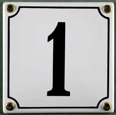 Produktbild von Hausnummernschild 1 weiß 12x12 cm Schild Emaille Hausnummer Haus Nummer Zahl Ziffer