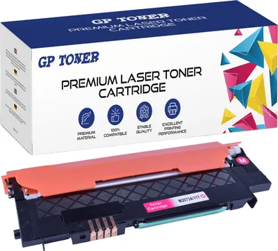 A product shot of a toner cartridge and its packaging.