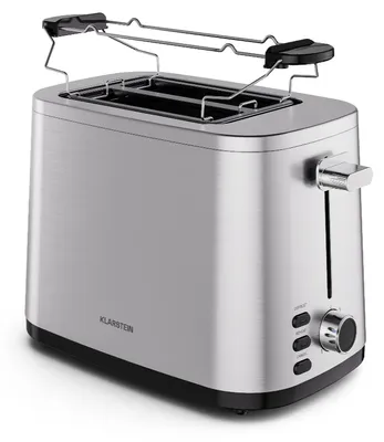 Produktbild von Klarstein Verosteel Toaster – Edelstahltoaster für 2 Scheiben 800 W, 7 Bräunungsstufen, Auftauen & Aufwärmen, Brötchenhalter, Krümelfach
