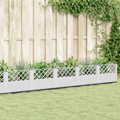 Productafbeelding van Maison Exclusive - Plantenbak met grondspiesen, wit, 363,5 x 43,5 x 43,5 cm, PP