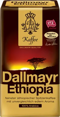 Obrázek produktu pro Dallmayr Ethiopia 500g, 500 g, Středně pražená, Americano (slabšíˌ větší objem), Espresso, 1 kusů, Taška, 500 g