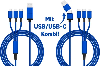 Produktbild von smrter Hydra TRIO Ladekabel, Typ USB-C, OTG, 120cm, blue retail