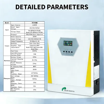 Produktbild von Hybrid-Solarwechselrichter - 3 kW - 24 V - 230 V - Reine Sinuswelle - MPPT-Laderegler - LCD-Display