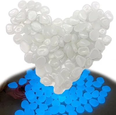 Produktbild von 100 große, leuchtende Steine, 2,2 cm große, leuchtende Harzsteine, farbenfrohe Dekoration für Garten und Aquarium