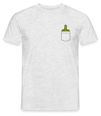 Produktbild von Spreadshirt Mittelfinger Kaktus Brusttasche Männer T-Shirt, XXL, Grau meliert