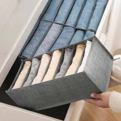 Produktbild von 7 Schubladen-Organizer, 3er-Set, faltbare Kleiderboxen, T-Shirt, Jeans, Leggings, Kleiderschrank, 35 x 17 x 12 cm, Organizer-Boxen
