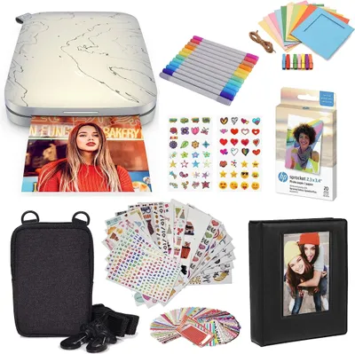 Image de HP Sprocket Select : Imprimante photo portable instantanée, 2,3 x 3,4 pouces (blanc). Kit : Zi