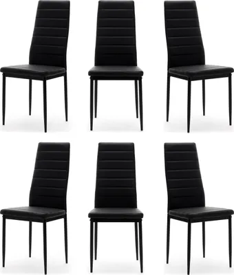 Produktbild von NEW HOME Stuhl Set FADO 6x Esszimmerstühle aus Ökoleder - schwarz - moderne Küchen Esszimmer Möbel
