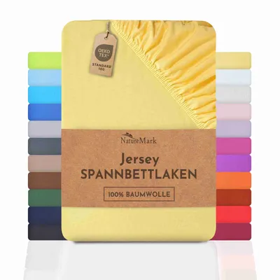 Produktbild von Jersey Spannbettlaken Spannbetttuch, 100% Baumwolle, 120x200cm, Gelb