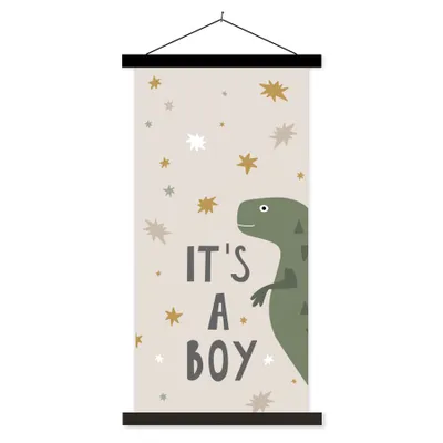 Produktbild von MuchoWow® Textilposter Sprichwörter - Jungen - Zitate - Es ist ein Junge - Kinder - Kinder 60x120 cm mit schwarzem Rahmen - Magnete