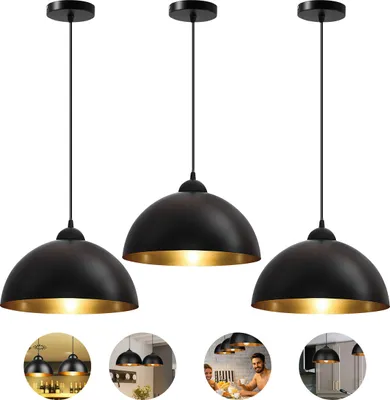 Produktbild von Pendelleuchte,3x Retro Hängelleuchte Hängelampe aus Metall, Industrielle Vintage LED Pendellampe Hängelampe für E27 Lampenfassung, Ø 30cm Deckenlampe, ohne Leuchtmittel, Hängeleuchte,Hängelampe Deckenlampe