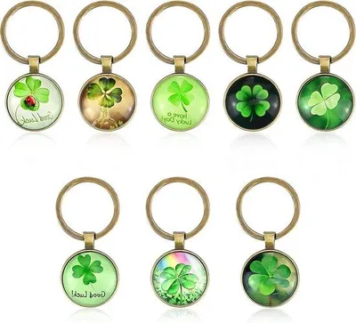 Image de Porte-clés porte-bonheur vert 15 x 8 x 2 cm en cristal