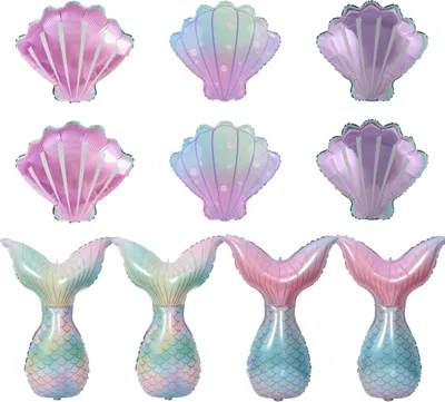 Obrázek produktu pro Balónky mořská panna skořápka balónky helium fólie sada 10