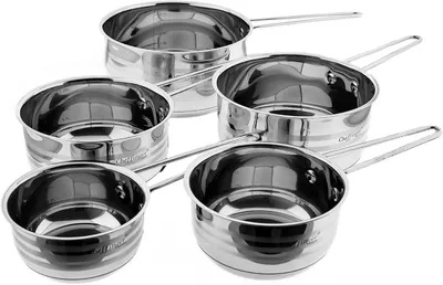 Produktbild von 5 teiliges Edelstahl Saucenpfannen-Set - Induktionsgeeignet & Antihaft