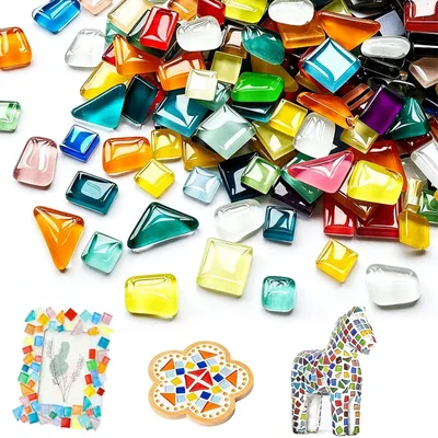 Produktbild von Mosaiksteine zum Basteln 900g, Irregulär, Mini 1-3cm, Glas, Mehrfarbig