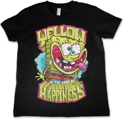Produktbild von Yellow Is The Color Of Happiness Kids T-Shirt - 8Years-M - Black