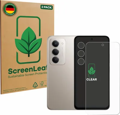 Produktbild von 2x ScreenLeaf Schutzfolie für Xiaomi Redmi 15 (Display+Kamera) nachhaltiger Displayschutz Display Schutz Folie Klar Transparent