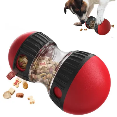 Interaktiver Futterball für Hunde, Leckerli-Spielzeug, rot