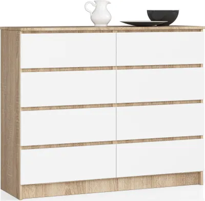Obrázok produktu pre Komoda, príborník v dubovej a bielej farbe Sonoma (Š:120 / V:99 / H:40) mnoho farieb a veľkostí