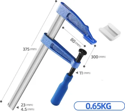 Produktbild von 80 x 300 mm Schraubzwinge für Tischler, Schlosser, Schweißer, Heimwerker | Klemmzwinge zum Spannen von Holz und Metall | Leimzwinge aus Stahl | Spanner für präzises Fixieren | Tiefspann-Schraubzwinge