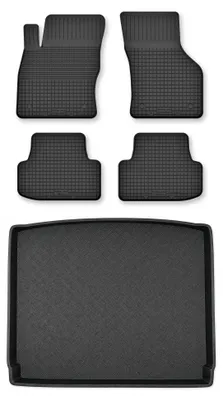 Image de Tapis en caoutchouc + bac de coffre pour Seat Ateca 2016- (plancher haut) – 5 pièces, noirs, semi-universel, adapté