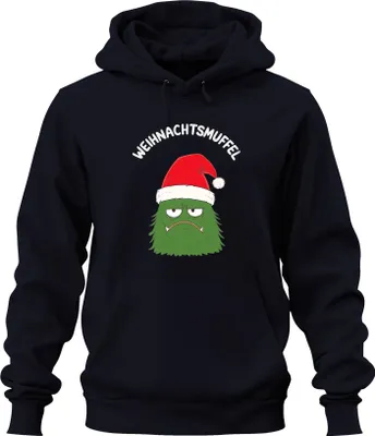 Produktbild von WEIHNACHTSMUFFEL Weihnachtsmonster Nikolausmütze sarkastisch Uni Hoodie Kapuzenpullover, Navy, XL
