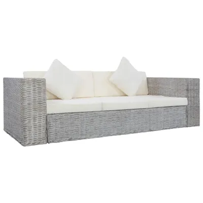 Produktbild von 3-Sitzer-Sofa mit Kissen Grau Natürliches Rattan