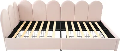 Produktbild von Flieks Polsterbett 90x190cm mit 2 Schubladen, Schlafsofa mit Lattenrost, Tagesbett Gästebett Stauraumbett Sofabett Kinderbett Jugendbett, Samt, Rosa