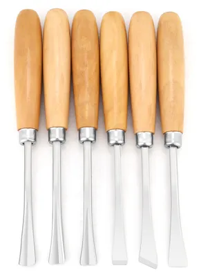 Imagen del producto de Juego de 6 cinceles de madera profesionales para tallado a mano, ideales para proyectos de carpintería, escultura y bricolaje