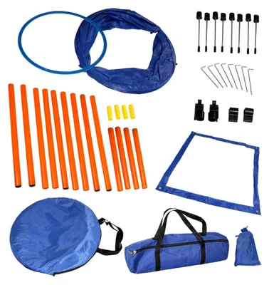 Produktbild von Agility-Set für kleine und mittlere Hunde | Hundetraining mit Agility-Hürde, Hundetunnel und Sprungring | Einsteiger-Set für den Hundesport