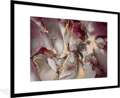 Produktbild von MuchoWow® Gerahmtes Poster Gold - Marmor - Lila 90x60 cm - Poster mit Schwarzem Bilderrahmen Wandposter Rahmen Foto Bilder - Wanddekoration - Fotos