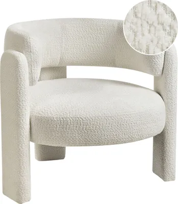 Produktbild von BELIANI Gemütlicher Sessel in Cremeweiß mit Polyester-Chenille-Bezug moderner bequemer Sitz geschwungene Rückenlehne skandinavischer Stil
