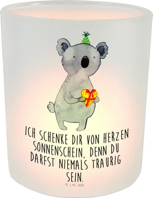 Produktbild von Mr. & Mrs. Panda Kerzenhalter Koala Geschenk - Transparent - Party, Glas Teelichthalter, Geburtstag, Windlicht, aus