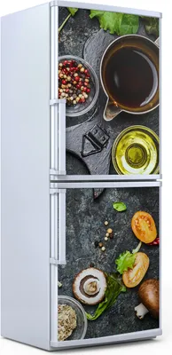 Produktbild von Kühlschrankdekoration  60x180 cm  Aufkleber auf dem Kühlschrank - Gewürze Gemüse