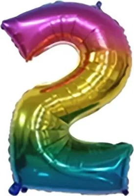 Produktbild von Ballon Ziffern 2, 33X23Cm Regenbogenfolie