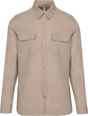 Immagine prodotto di Kariban camicia safari da uomo camicia safari a maniche lunghe camicia casual, taglia:M, colore:Beige