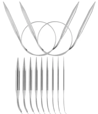 Produktbild von 9 Rundstricknadeln aus Edelstahl, 2,5 bis 10 mm, glatt (80 cm)