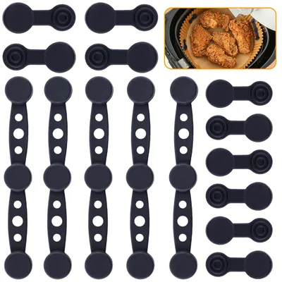 Produktbild von 15 Silikonmagnete für Backpapier in der Heißluftfritteuse, hitzebeständige Magnete für die Heißluftfritteuse, Backpapierhalter, Magnete für die Heißluftfritteuse zum Kochen und Backen (schwarz)