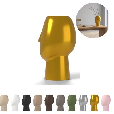Produktbild von Deko Vase Gesicht 17,0 cm, skulptural aus PLA – Seidengold
