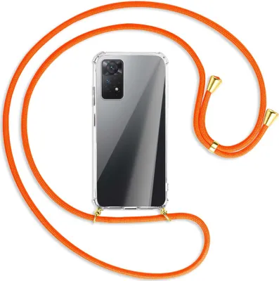 Produktbild von Handykette Backcover-Schutzhülle mit Band (Metall goldfarben) für Xiaomi Redmi Note 11 Pro 4G/5G (EU) - neonorange