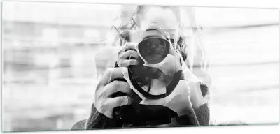 Produktbild von Bilder auf glas - Einteilig - Fotograf Schwarzweiß Doppel - 100x40cm - Glasbilder - Wandbilder - Bilder - Wanddekoration aus Glas - Glas Bilder - Wandbild auf Glas - GAB100x40-4586