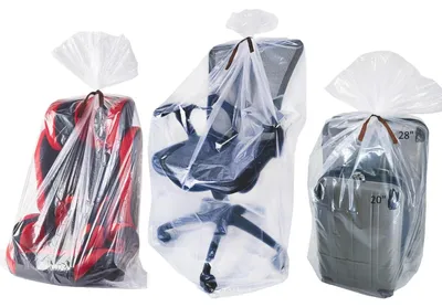Zdjęcie produktu dla 3 sztuki bardzo dużych, przezroczystych, plastikowych worków do przechowywania, o wymiarach 110 x 150 cm